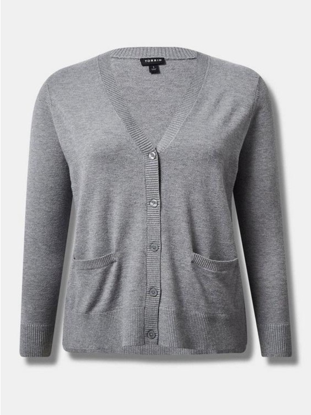 Torrid Everyday Soft V-Neck Pocket Cardigan Sweater Heather Gray Plus Size 5X